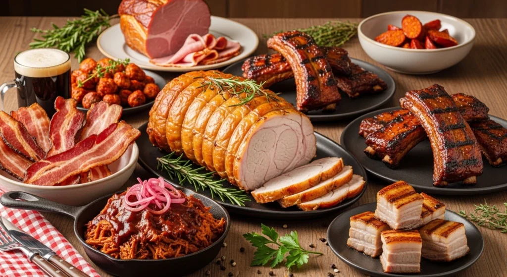 Different types of pork food