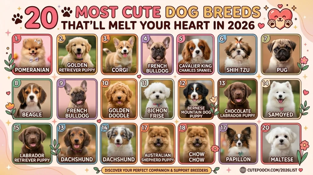 cute dog breeds collection of adorable puppies 2026