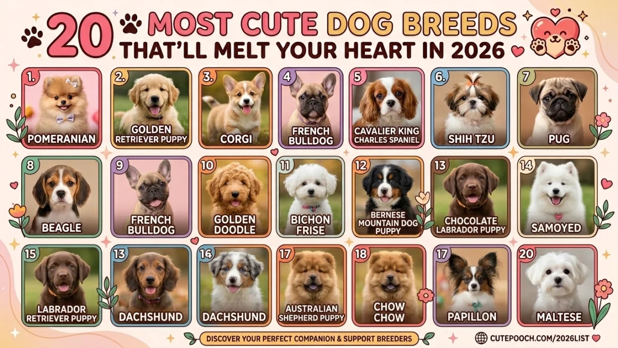 cute dog breeds collection of adorable puppies 2026