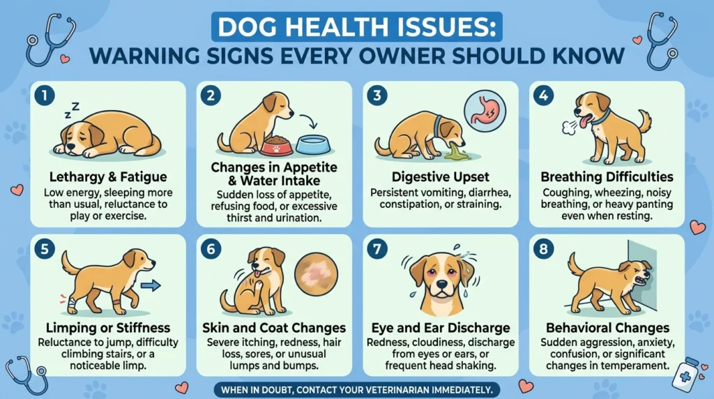 Dog health issues symptoms owner checking sick dog at home