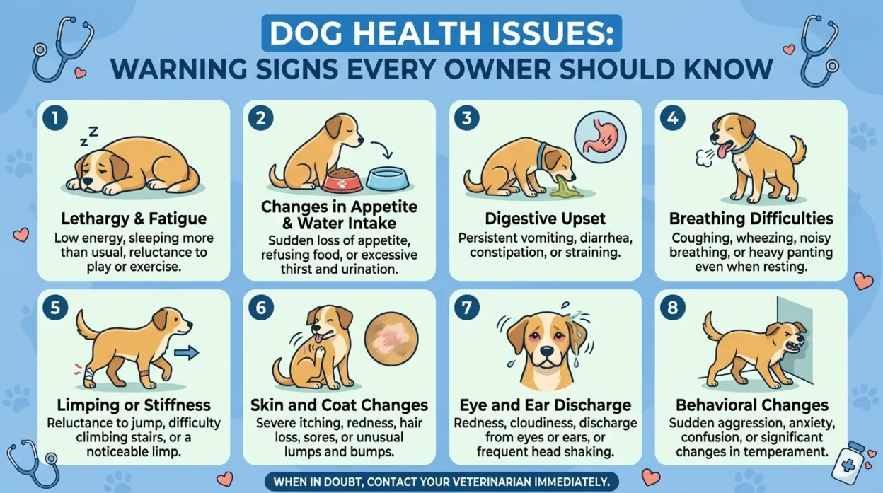 Dog health issues symptoms owner checking sick dog at home