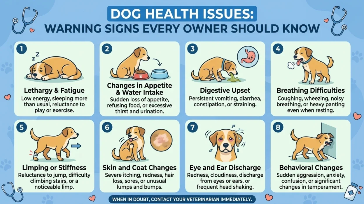 Dog health issues symptoms owner checking sick dog at home