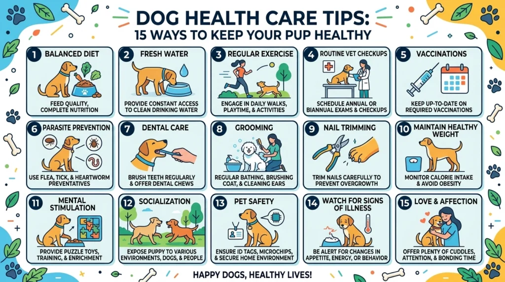 dog health care tips happy healthy dog at vet check-up