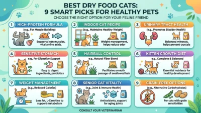 best dry food cats in a clean bowl with fresh water