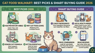Best cat food at Walmart top brands displayed on store shelves