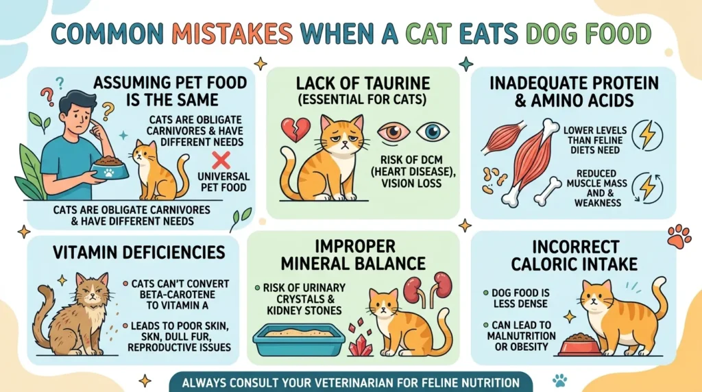 Common Mistakes When a Cat Eats Dog Food