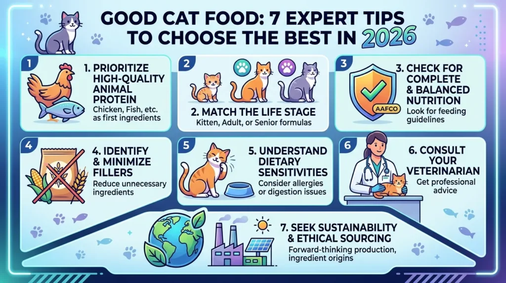 Good cat food bowl with healthy cat eating happily at home