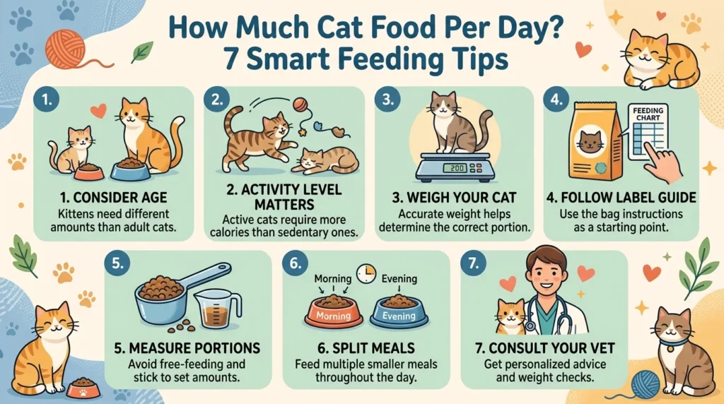 how much cat food per day guide with cat bowl and measuring cup
