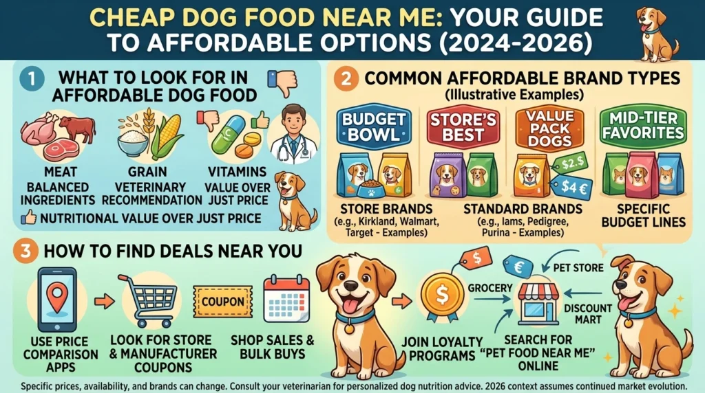 Cheap dog food near me affordable dog food bags on store shelf