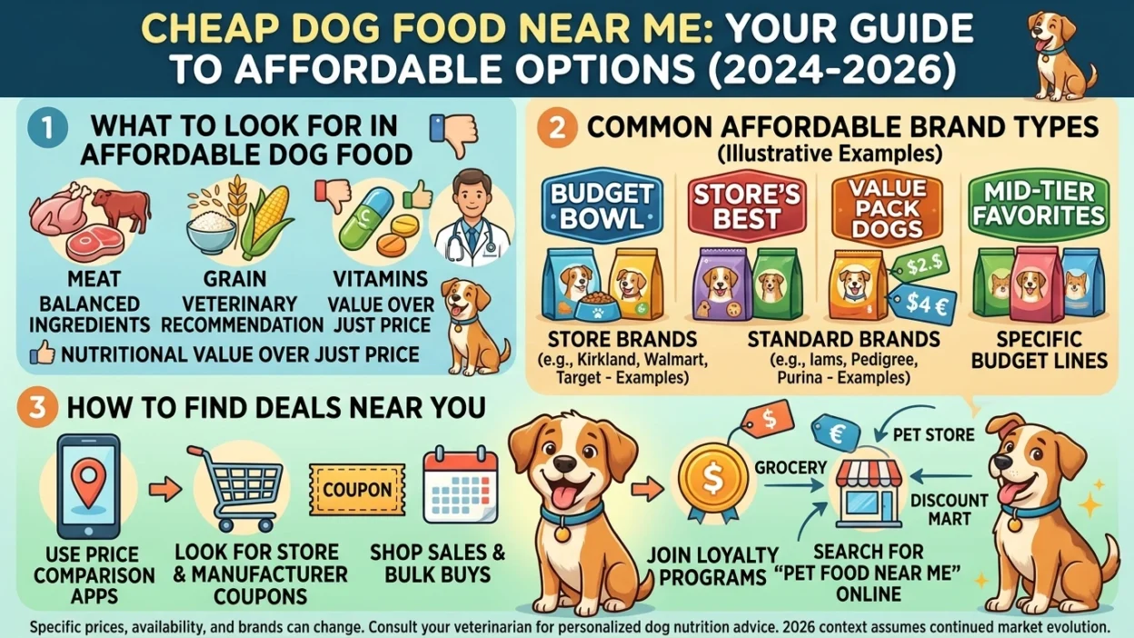 Cheap dog food near me affordable dog food bags on store shelf