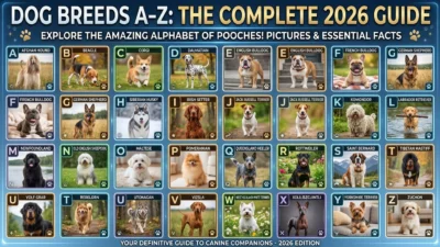 Dog breeds A-Z with pictures showing diverse dog breeds together