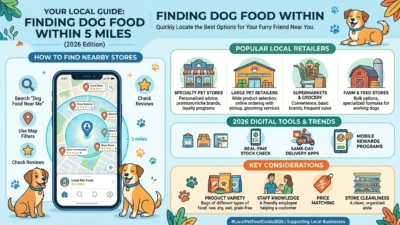 Dog food near me within 5 mi owner shopping at local pet store