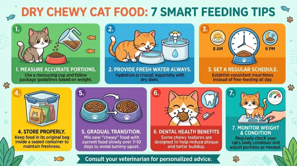 dry chewy cat food in a bowl for a happy indoor cat