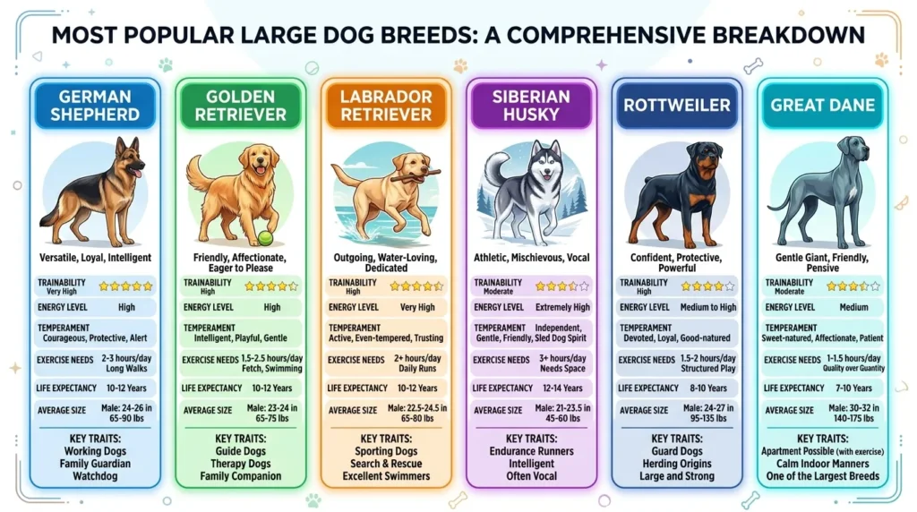 Most Popular Large Dog Breeds: Full Breakdown
