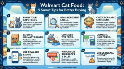 Walmart cat food buying guide with wet and dry food options