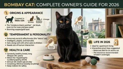 The Bombay cat combines the looks of a miniature black panther with the loving temperament of the world's most affectionate lap cat.