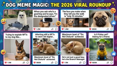 Funny dog meme collection showing viral dog expressions and captions