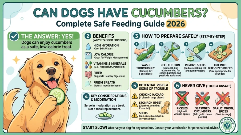 Cucumbers are one of the best low-calorie, hydrating snacks for dogs safe, crunchy, and genuinely enjoyed by most dogs of every size.