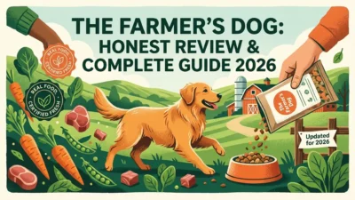 The Farmer's Dog fresh dog food meal pack with real ingredients displayed