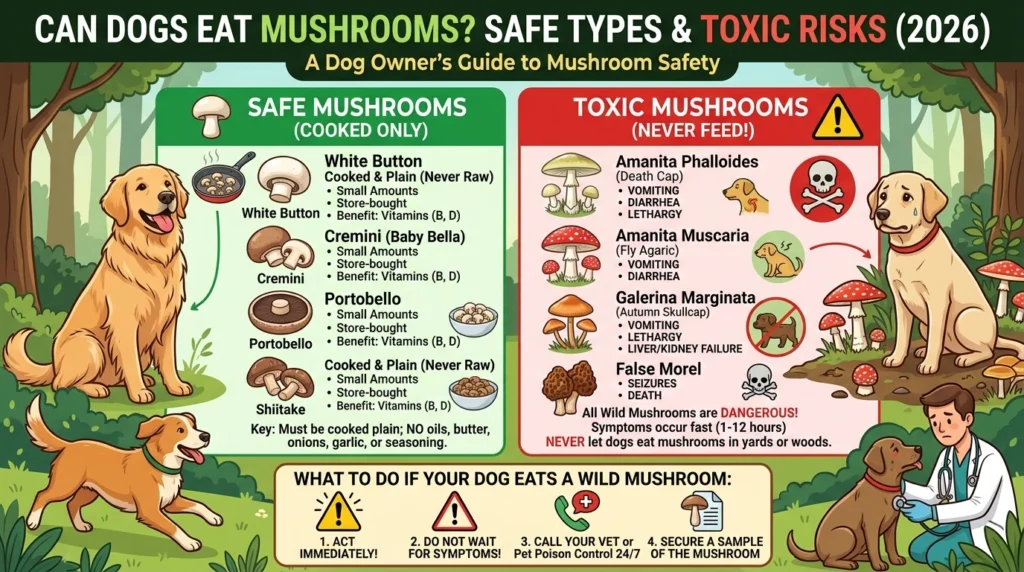 Can dogs eat mushrooms safe vs toxic mushroom types for dogs visual guide