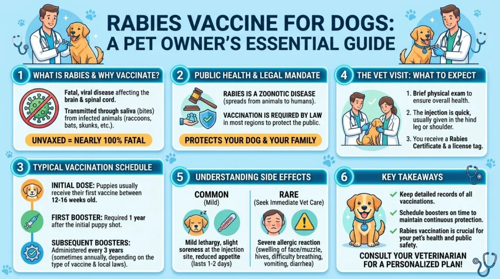 Veterinarian giving rabies vaccine for dogs during clinic visit