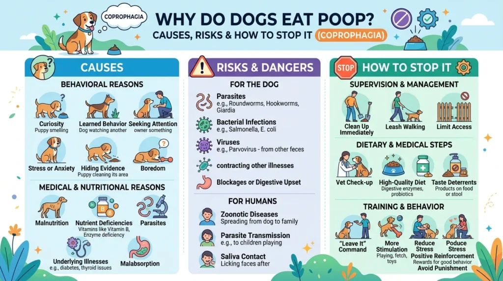 Dog sniffing grass outdoors illustrating why do dogs eat poop behavior